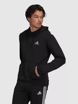 adidas Sportswear Essentials Fleece Hoodie, Black/White, Size S, Men