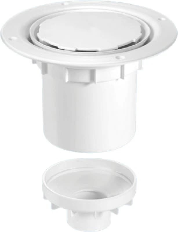 McAlpine TSG2WH-NSC 75mm Water Seal Trapped Gully, Clamp Ring and Cover Plate, 110mm or 2" Vertical Solvent Spigot Outlet White
