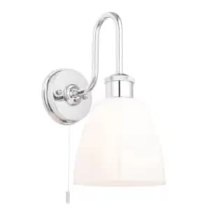 Pozzuoli Bathroom Metal Wall Lamp Chrome Plate Gloss Opal Glass IP44