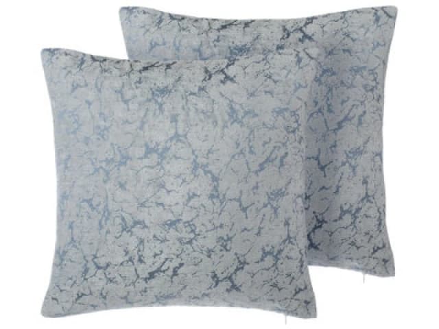Beliani Set Of 2 Decorative Cushions Wisteria 45 X 45cm Light Grey Solid