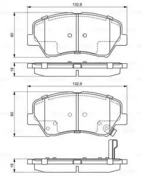Bosch 0986494691 Brake Pad Set BP1686 Disc Brake Front Axle