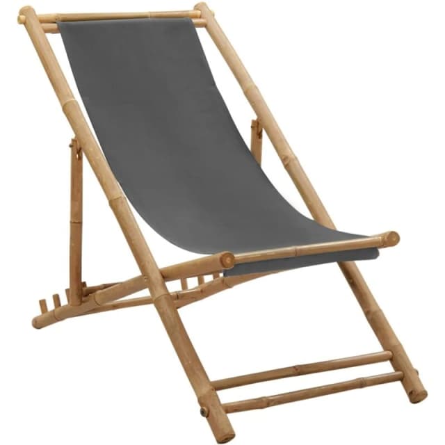 VIDAXL Deck Chair Bamboo and Canvas Dark Grey Vidaxl 8720286135273