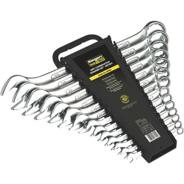 Loops 14pc Slim Handled Combination Spanner Set -12 Point Metric Ring Open Head Wrench Multi