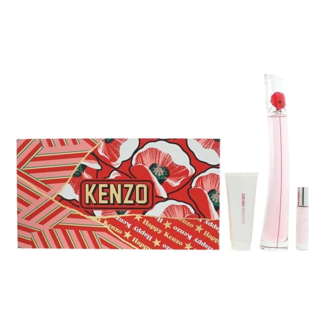 Kenzo Flower by Kenzo Poppy Bouquet Gift Set 100ml Eau de Parfum + 10ml Eau de Parfum + 75ml Body Lotion