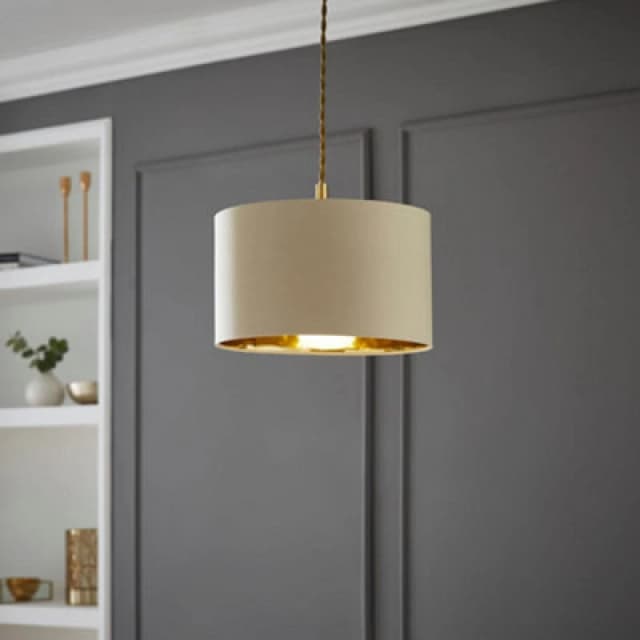 ValueLights ValueLights Reni Natural with Metallic Gold Inner Easy Fit Ceiling Lamp Shade Size: Small Natural Small Unisex 5016529270737
