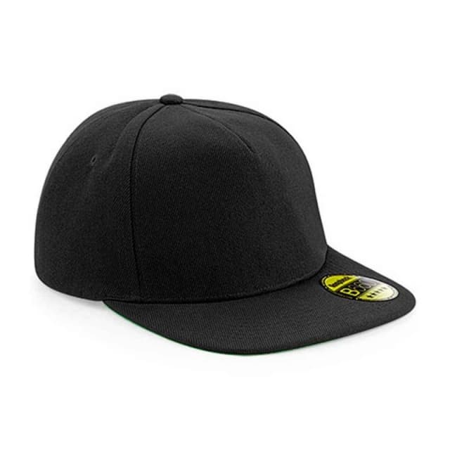 Beechfield Womens Original Flat Peak Snapback Cap in True Black True Black Female One Size