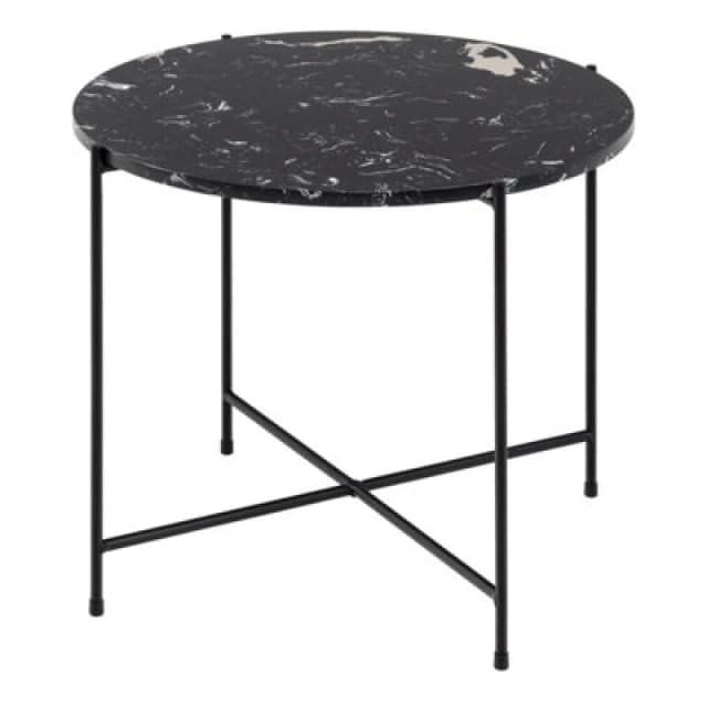 Furniture To Go Avila Side Table With Black Polished Marble Stone 52X40Cm