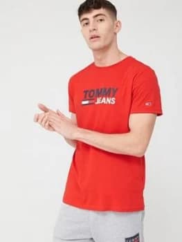 Tommy Jeans Corp Logo T-Shirt - Crimson
