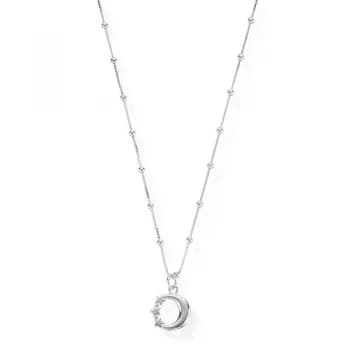 ChloBo Sterling Silver Bobble Chain Moon & Stars Necklace