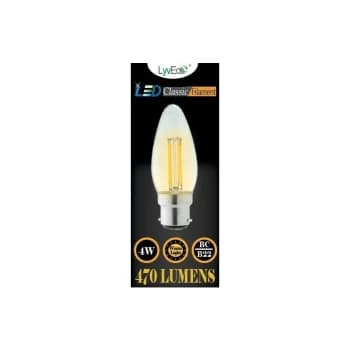 Lyveco BC Clear LED 4 Filament 470 Lumens Candle 2700K 4 Watt - 4604