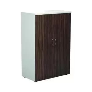 1600 Wooden Cupboard (450MM Deep) White Carcass Dark Walnut Doors