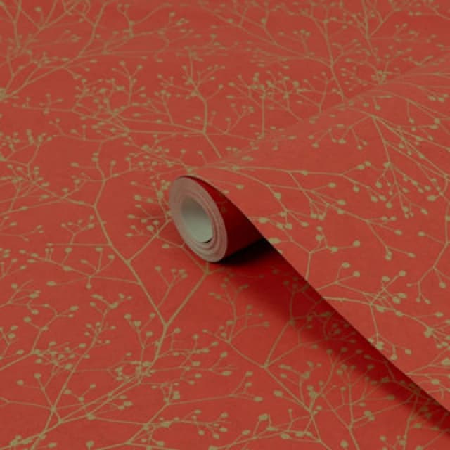 Clarissa Hulse Clarissa Hulse Gypsophila Floral Wallpaper in Orange Orange One Size Unisex 5011583555998