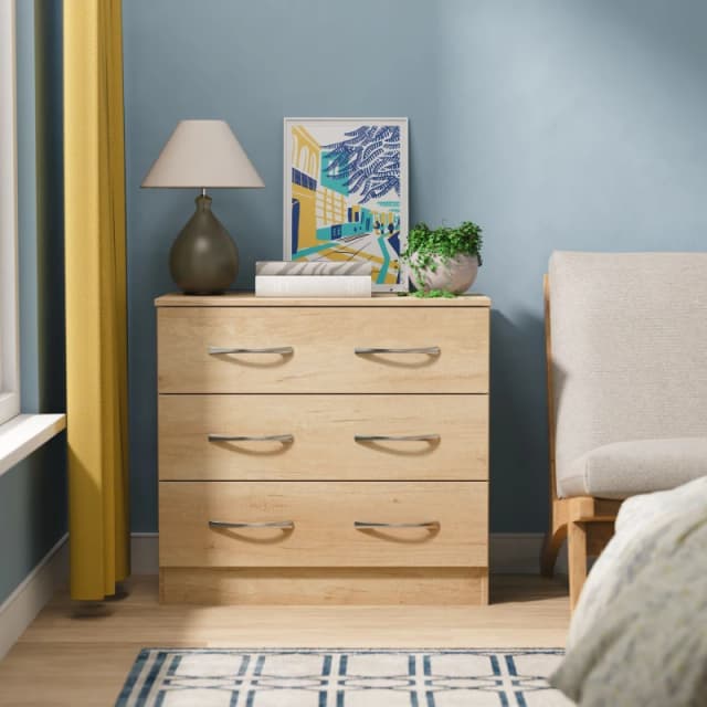 Ready Assembled 2 U Hampshire 3 Drawer Chest (Ready Assembled) in Light Brown Light Brown Unisex
