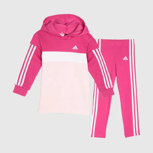 adidas kids 3 stripe tracksuit in pink