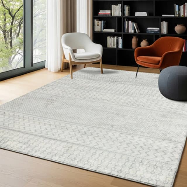 Livabliss Scandi Geometric Silver Grey Adele Area Rug 130 X 180 Cm - Easy Care, Non Shedding, Ideal For Living Room & Bedroom