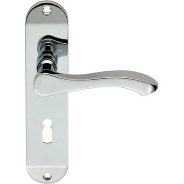 Loops PAIR Scroll Lever Door Handle on Lock Backplate 180 x 40mm Polished Chrome Multi