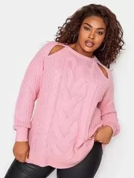 Yours Cable Cut Out Jumper Orchid, Pink, Size 18-20, Women