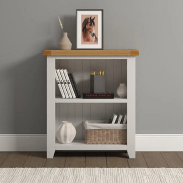 Seconique Windsor Low Bookcase Ivory With Oak Top Fully Assembled
