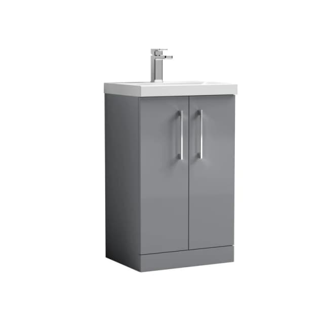 Balterley Bathroom 2 Soft Close Door Floor Vanity Unit, Satin Grey, 500mm in Grey Grey Unisex