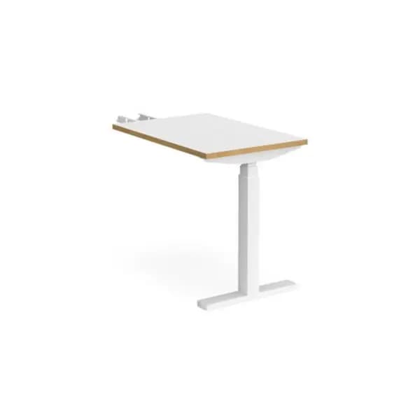 Elev8 Height Adjustable Desk Rectangular Desk With Return 600mm White/Oak Tops With White Frames Elev8 Touch White/Oak EVT-RET-WH-WO