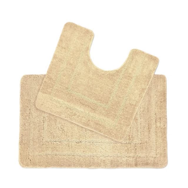 Allure Bath Fashions Two Piece Non-Slip Bath Mat And Pedestal Mat Set - Beige