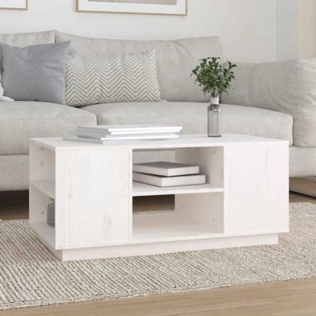 Vidaxl Coffee Table White 90X49X40.5cm Solid Wood Pine, White 814400