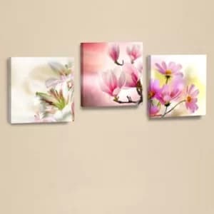 AHM017 White Lilac Green Pink Fuchsia Decorative PU Leather Painting (3 Pieces)