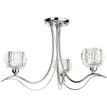 Blanche - 3 Light Semi Flush Multi Arm Ceiling Light Chrome, Moulded Clear Glass, G9 - Firstlight