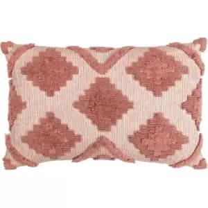 Lamar Tufted Geometric Cotton Rich Cushion Cover, Brick, 40 x 60 Cm - Furn