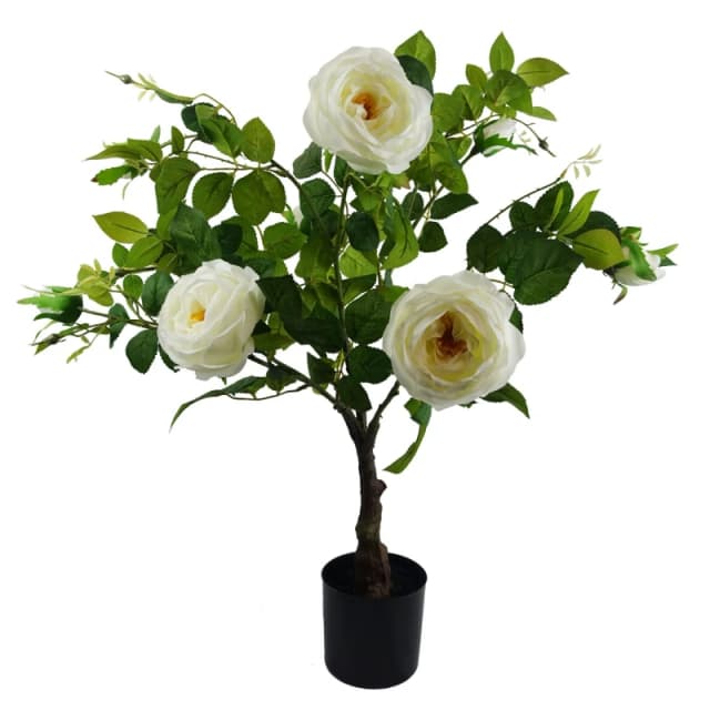 Leaf 70cm White Camellia Rose Plant Artificial White Unisex
