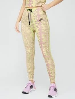 Nike Air Running Epic Fast Legging - Multi, Green, Size L, Women