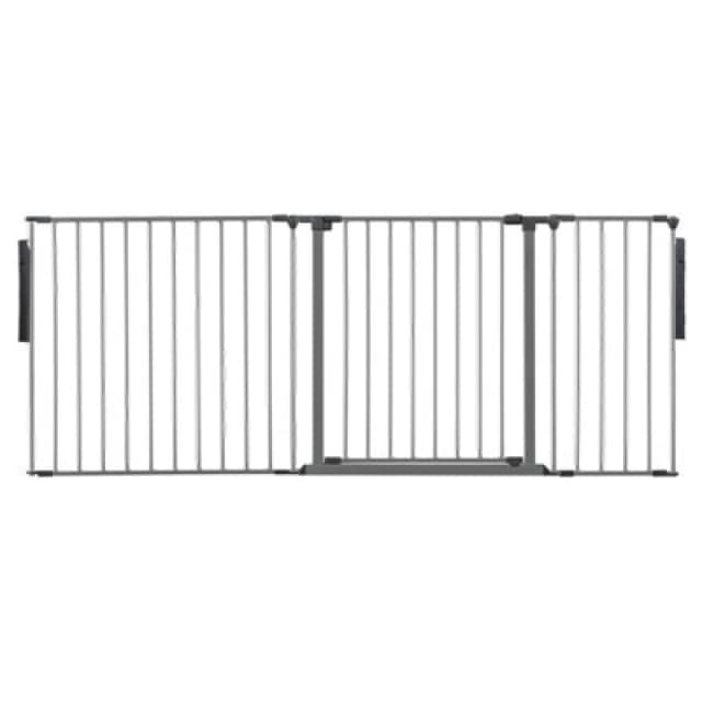 Safetots Premium Multi Panel Room Divider, Up To 187Cm Wide, Grey, 70Cm Tall, Flexible Barrier With Door For Baby And Toddler