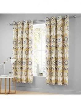 Catherine Lansfield Annika Retro Bloom Eyelet Curtains