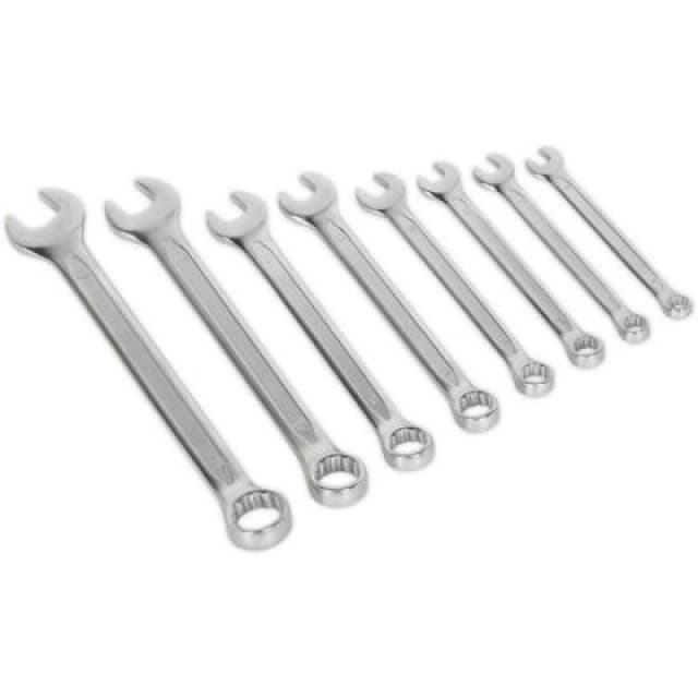 Loops 8pc Slim Handled Combination Spanner Set -12 Point Metric Ring Open Head Wrench Multi