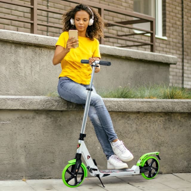 HOMCOM HOMCOM Folding Kick Scooter with Big Wheels for 14+ Teens Adult, Green Green One Size Unisex 5063603049239