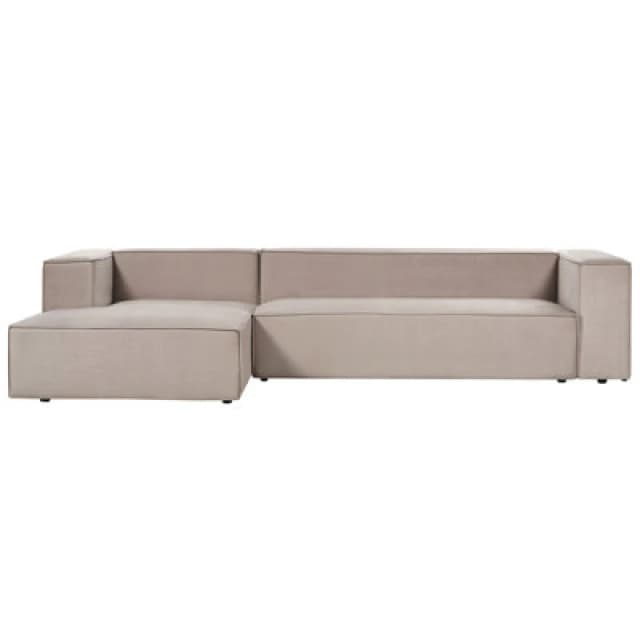 Beliani Corner Sofa 3 Seater Vernon Velvet Taupe Right Hand