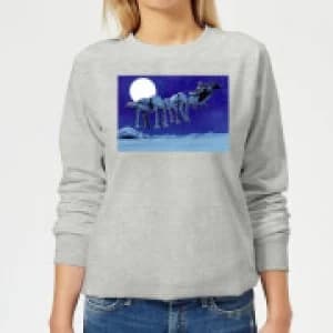 Star Wars AT-AT Darth Vader Sleigh Womens Christmas Sweatshirt - Grey - 3XL