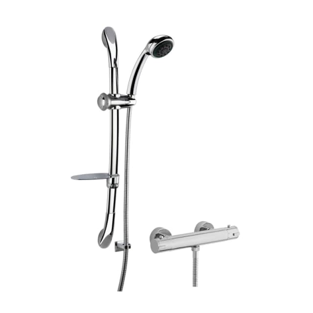 Balterley Thermostatic Bar Valve with Luxury Slide Rail Kit Shower Chrome Silver unisex