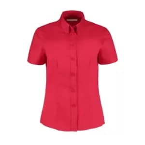 Kustom Kit Ladies Corporate Oxford Short Sleeve Shirt (12) (Red)