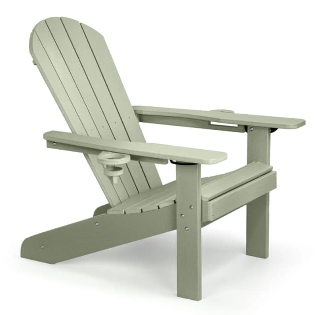 Vonhaus Sage Green Adirondack Garden Chair, Reclining Slatted Durable Weather Resistant Hdpe Outdoor Armchair For Patio, Westport