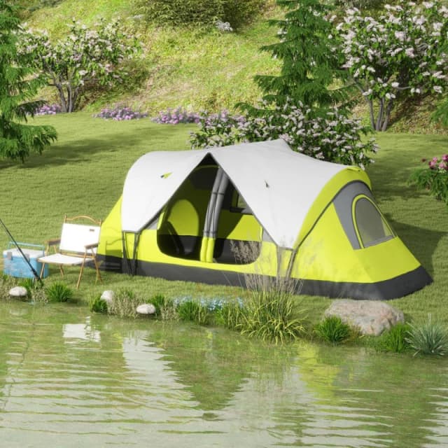 OUTSUNNY 2 Room Camping Tent with Waterproof Rainfly & Screen Panels Yellow Yellow Unisex