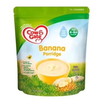 Cow & Gate Banana Porridge Baby Cereal 4-6+ Months 125g