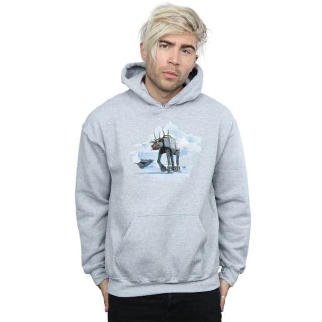 Star Wars Star Wars Men Christmas AT-AT Reindeer Hoodie in Grey Size: Small Grey S Male 5057972192719