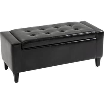 Homcom - 40x90cm PU Leather Storage Ottoman Bench Wood Frame w/ Tufting Feet Black
