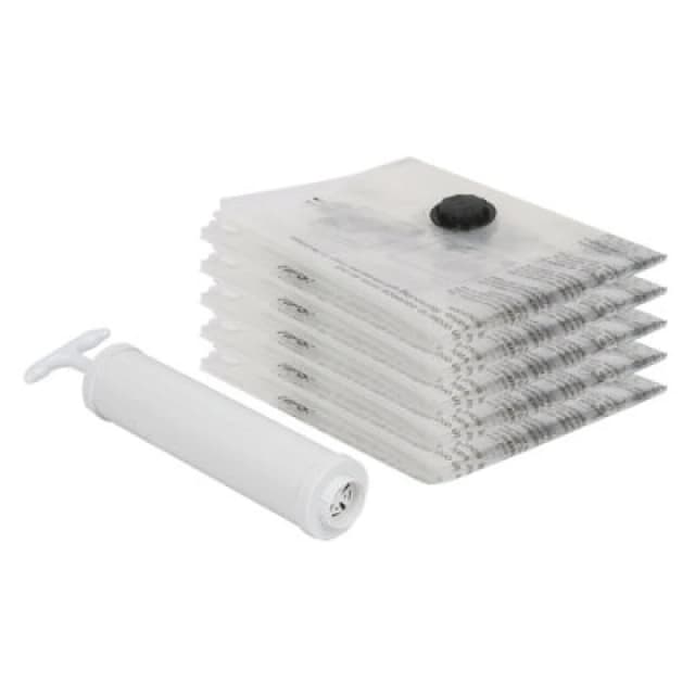 Harbour Housewares 5X Vacuum Storage Bags & Pump Set - M (50 X 70Cm) - Reusable Clothes Space Saver Organiser Zip Lock Bag