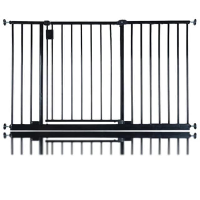 Safetots Extra Wide Hallway Gate, 122Cm - 128Cm, Black, Pressure Fit Baby Gate For Hallways And Wide Spaces