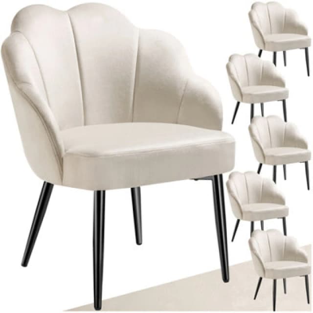 tectake Accent Chair Hellen Set Of 6 - Cream/Black in Cream Size: 6 Pack Cream Unisex 6 Pack