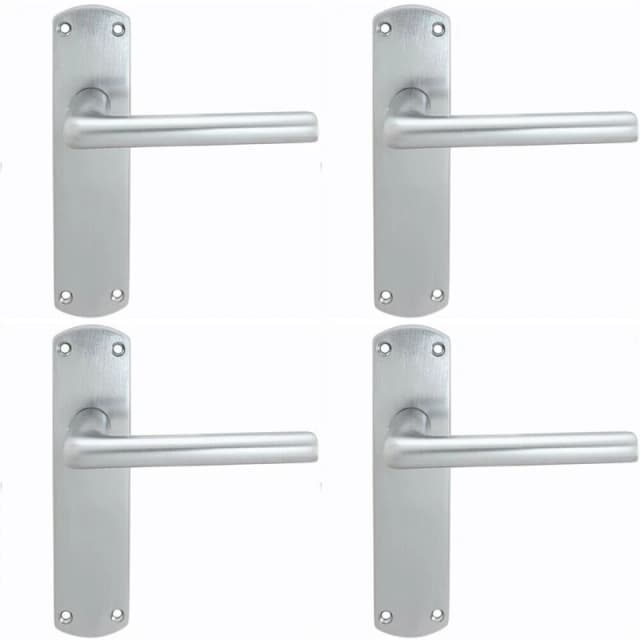 Loops 4x Rounded Straight Bar Handle on Latch Backplate 170 x 42mm Satin Chrome Multi