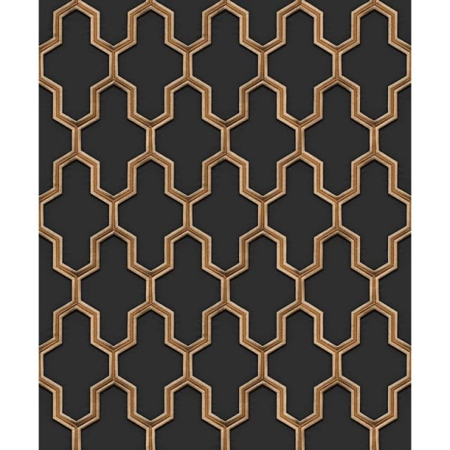 Design ID DID Geometric Silk Black & Gold Wallpaper Black unisex One Size