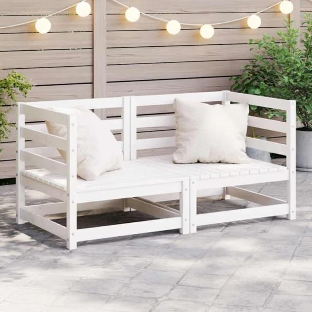 VIDAXL Garden Corner Sofas 2 pcs White Solid Wood Pine Vidaxl 8720286354940